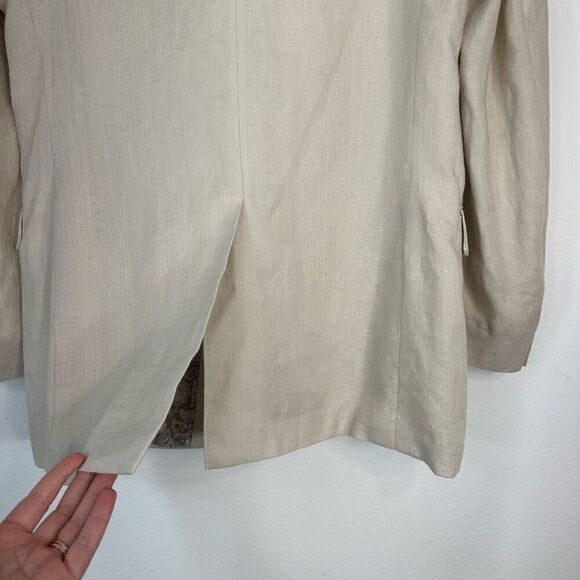 Lauren Ralph Lauren 100% Linen Cream Blazer Men’s 42L Two Buttons Pockets - Picture 6 of 10